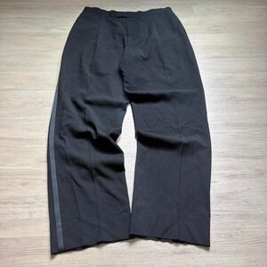 34x32 Black Pleated Baggy Wide Leg Dress Pants Y2K Grunge Vintage
